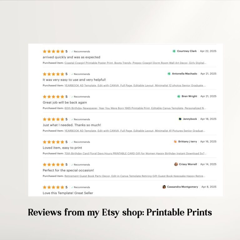 5 Star Reviews Thank you!