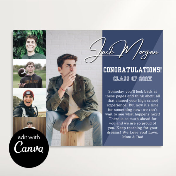 Yearbook Ad Template Guys Half Page Senior Graduate