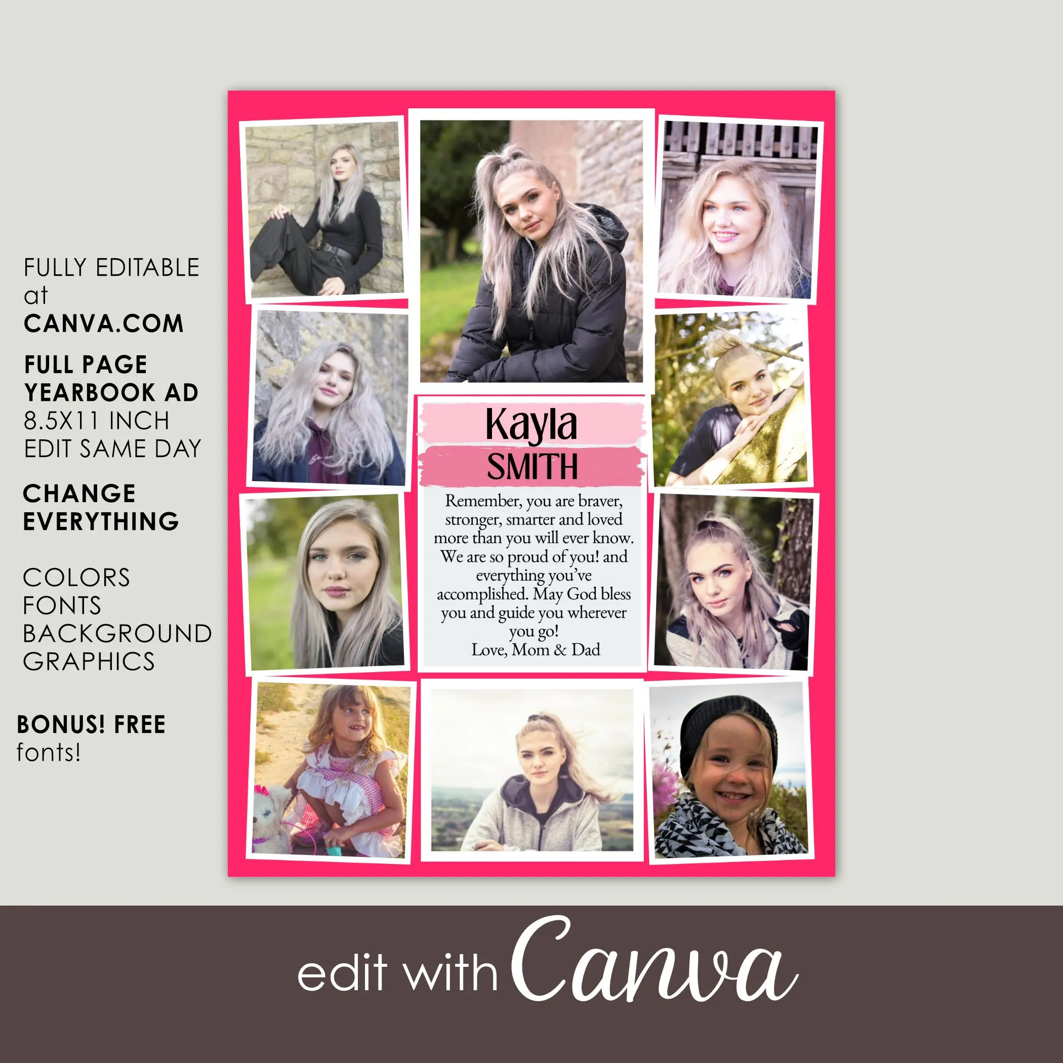 yearbook add pink trendy template